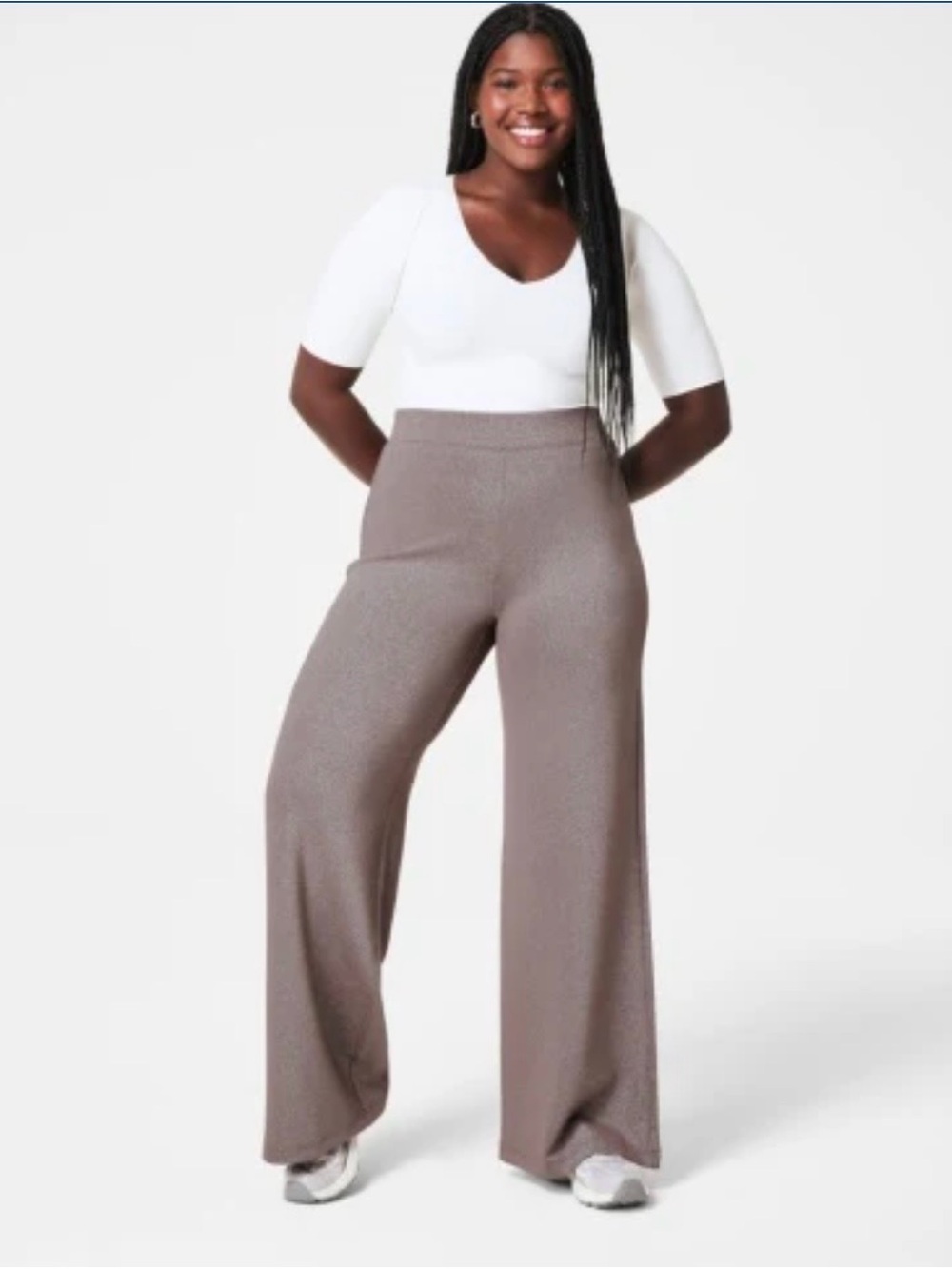 Spanx Air Essentials Shimmer Wide-Leg Pull On Pants
